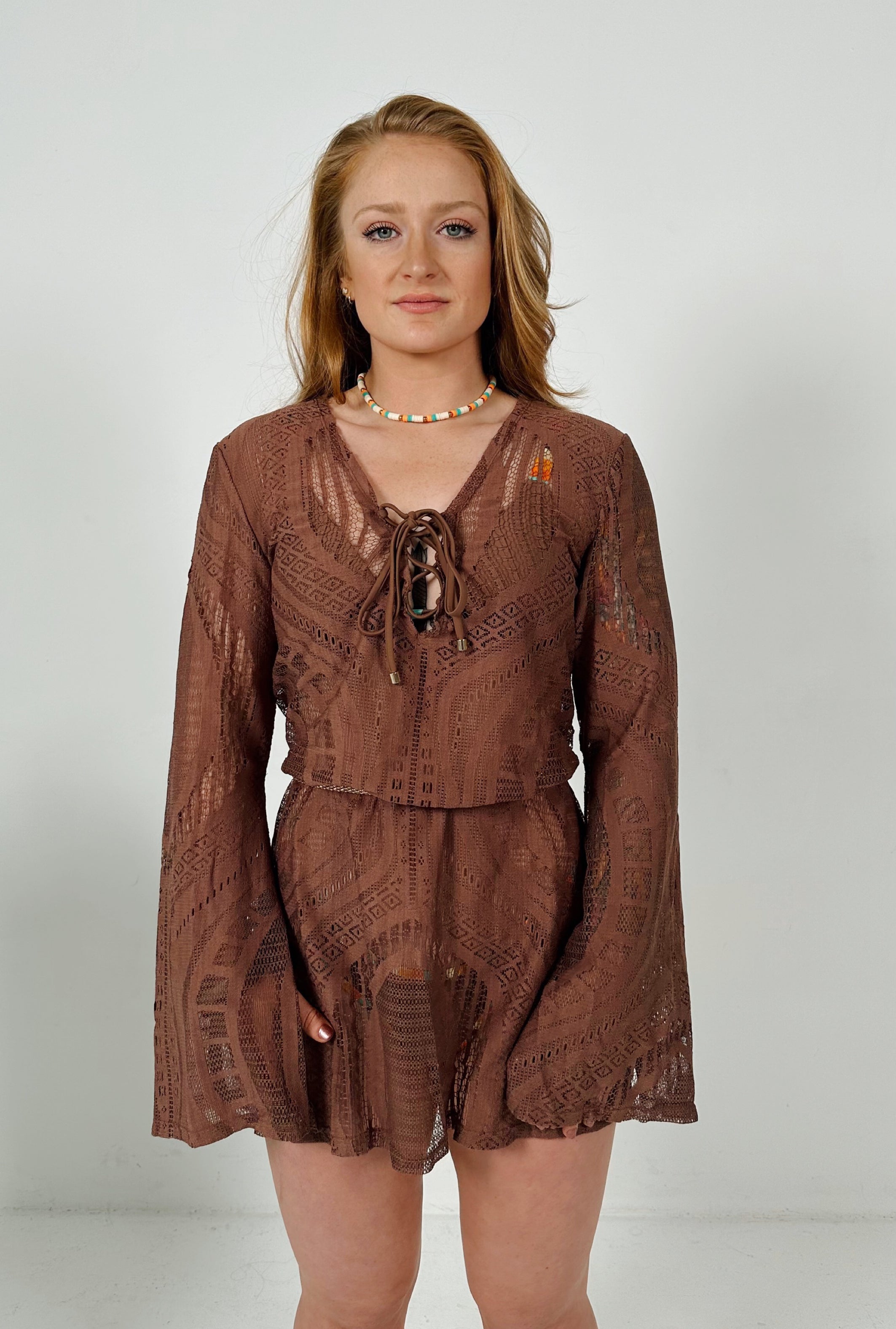 flared brown beach dress