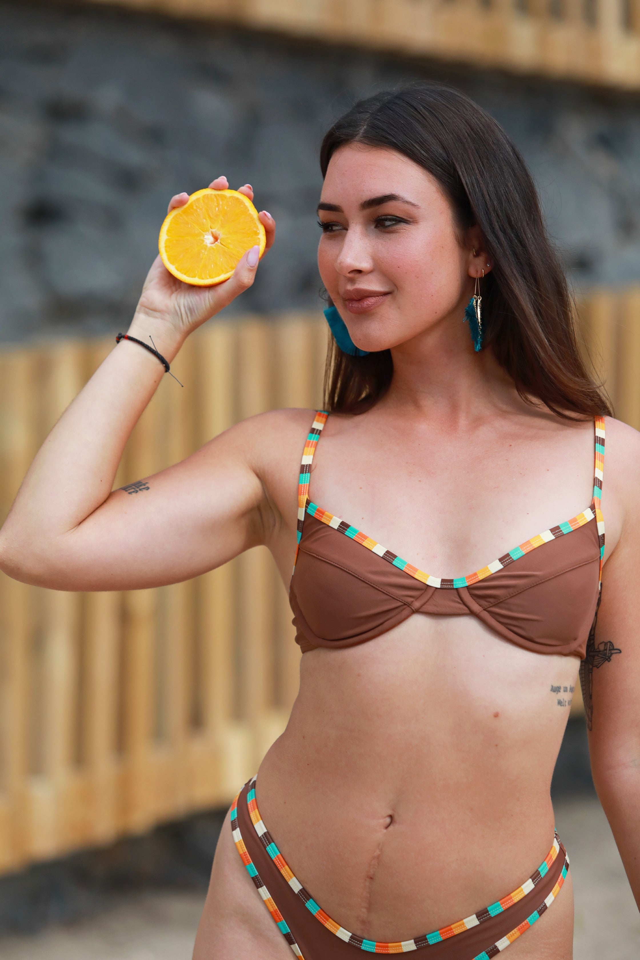 adjustable brown bikini top