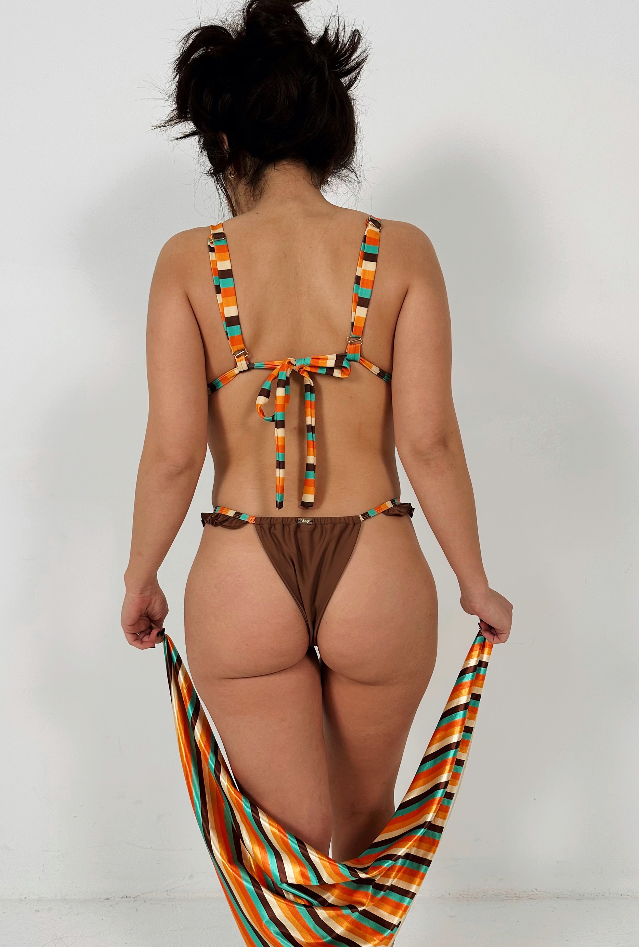 cute ruffle bikini bottoms brown