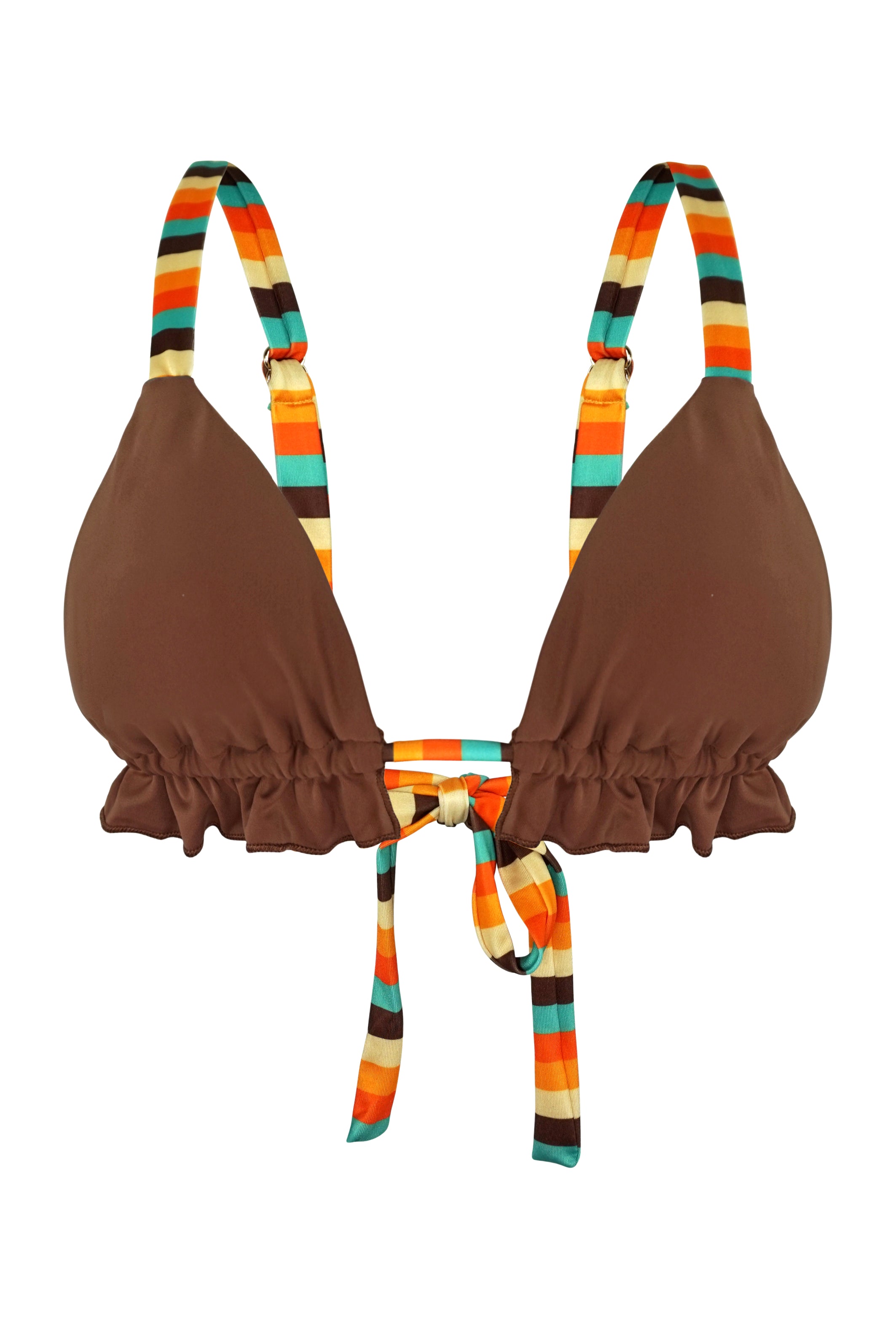 ruffle swim top brown