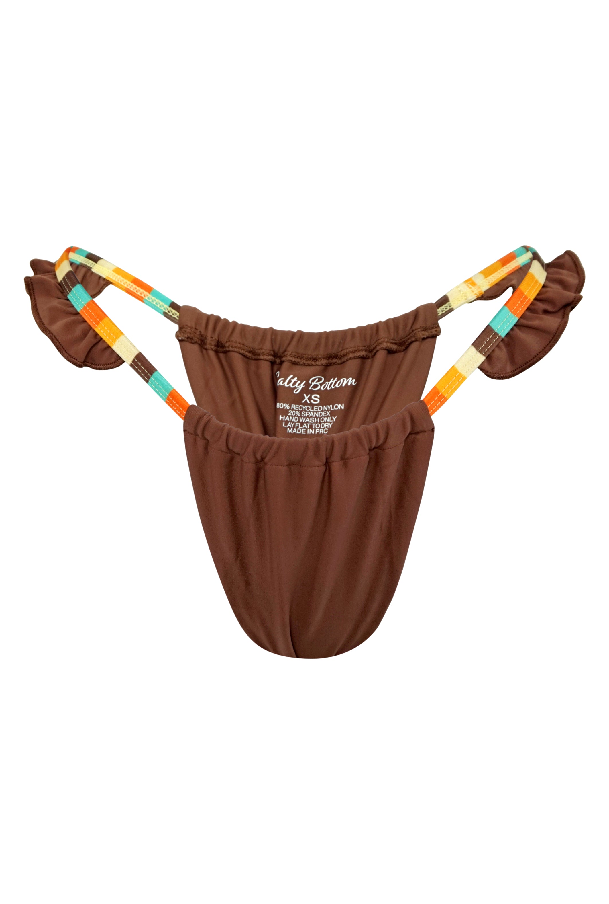 pretty ruffle bikini bottoms brown