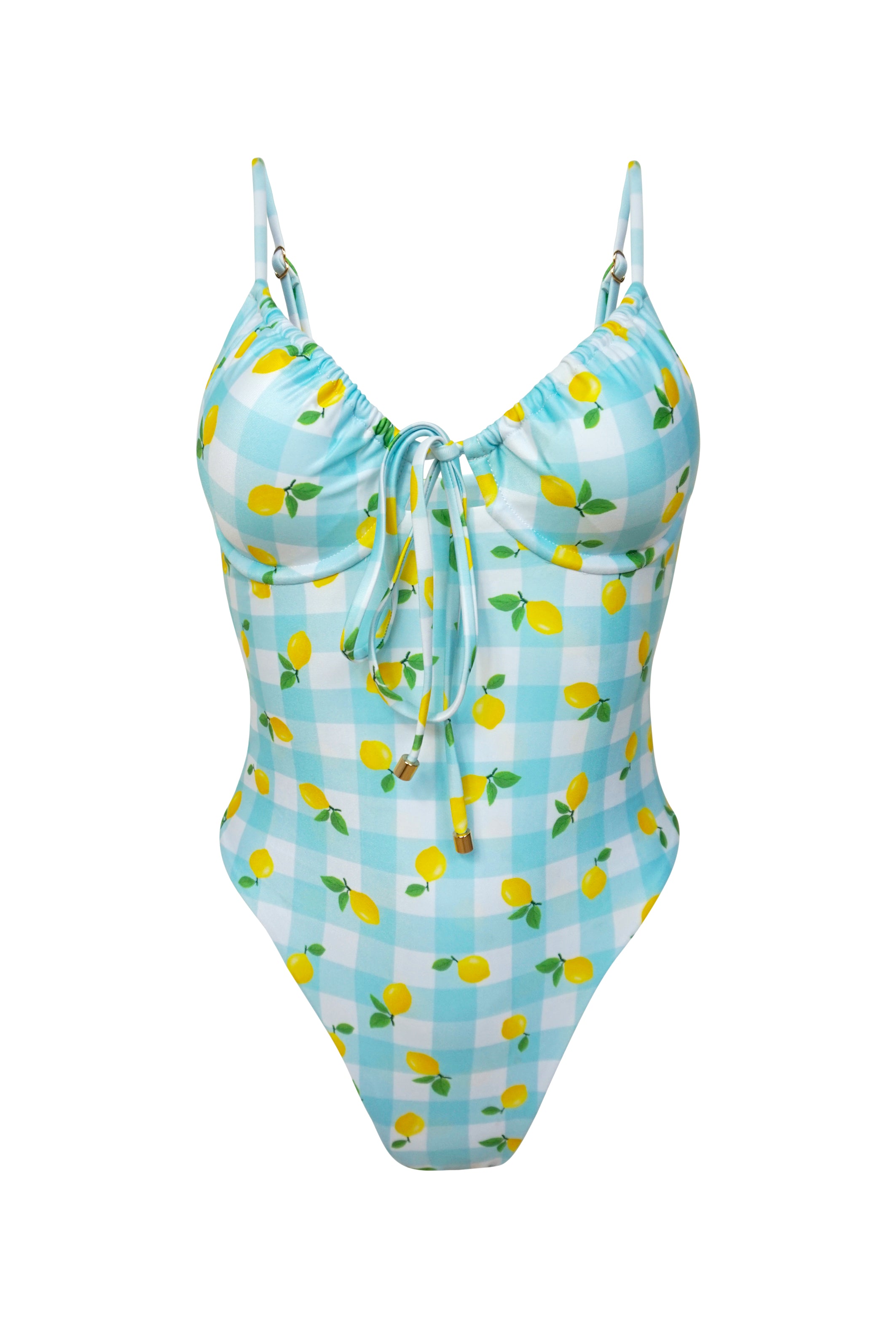 blue gingham swimsuit