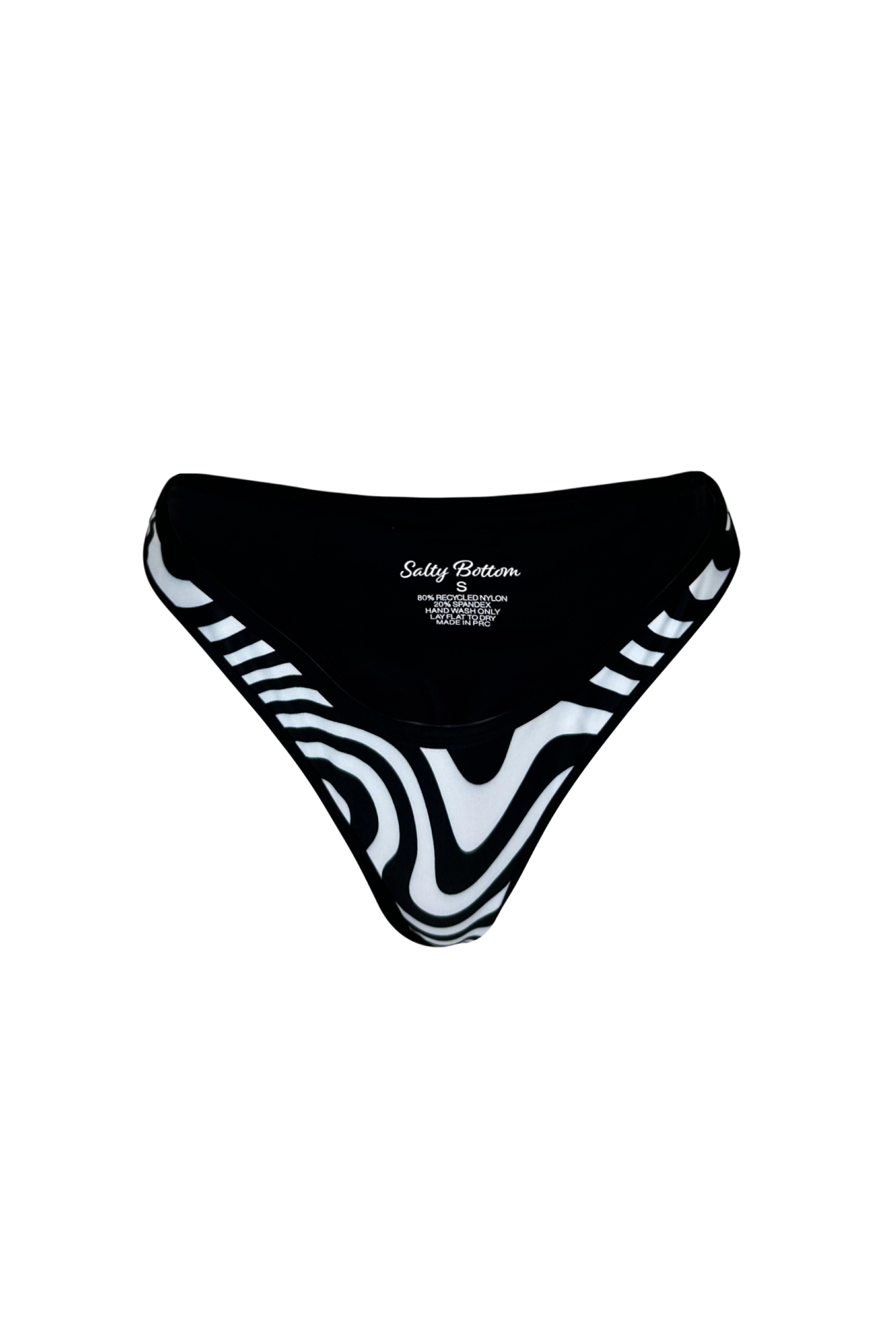 black and white line print bikini high rise