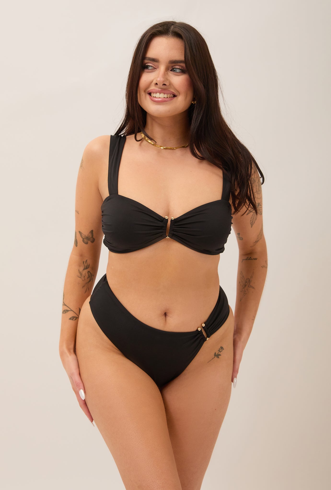 Black Asymmetric Ruched Bikini