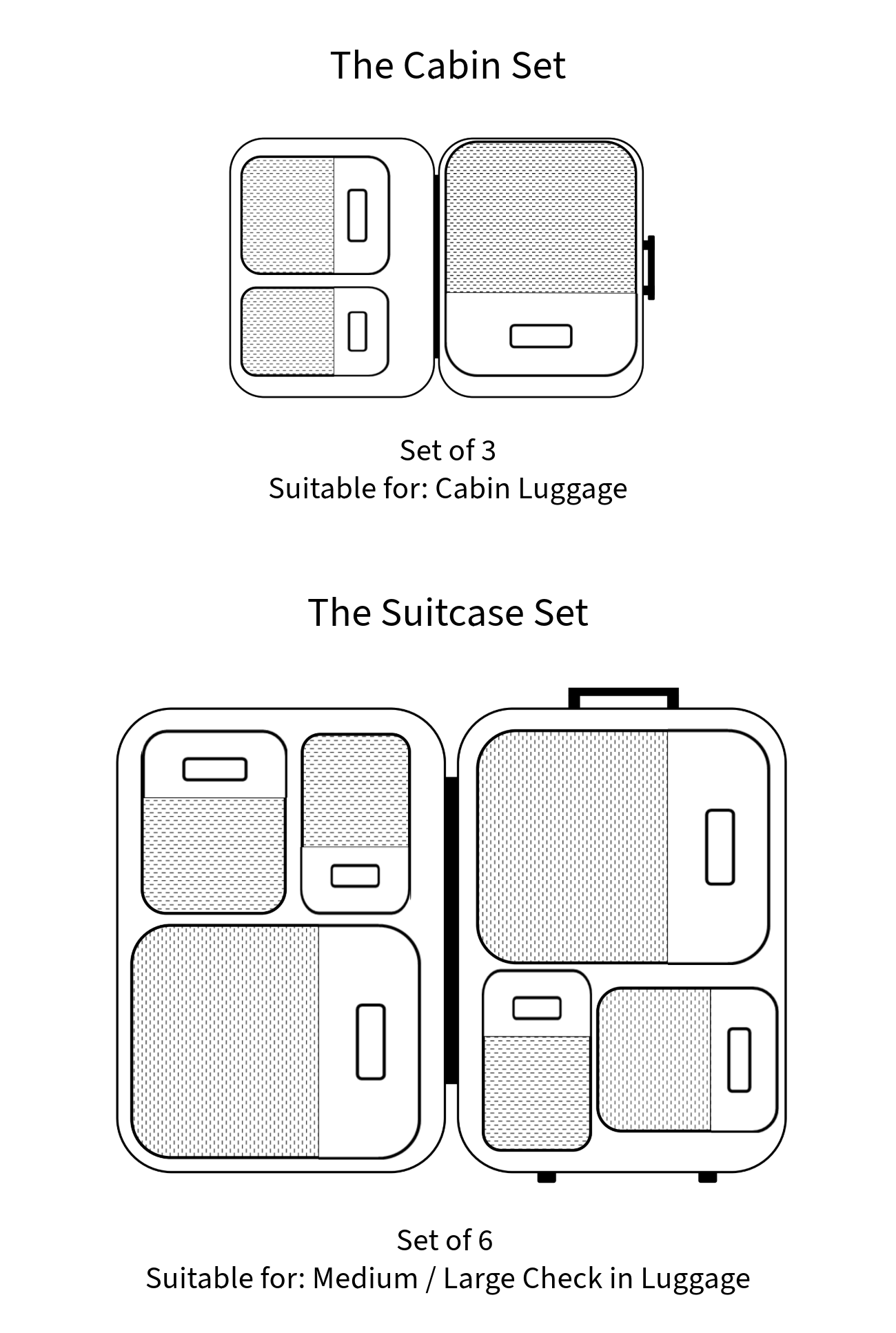 Compression packing cube sets