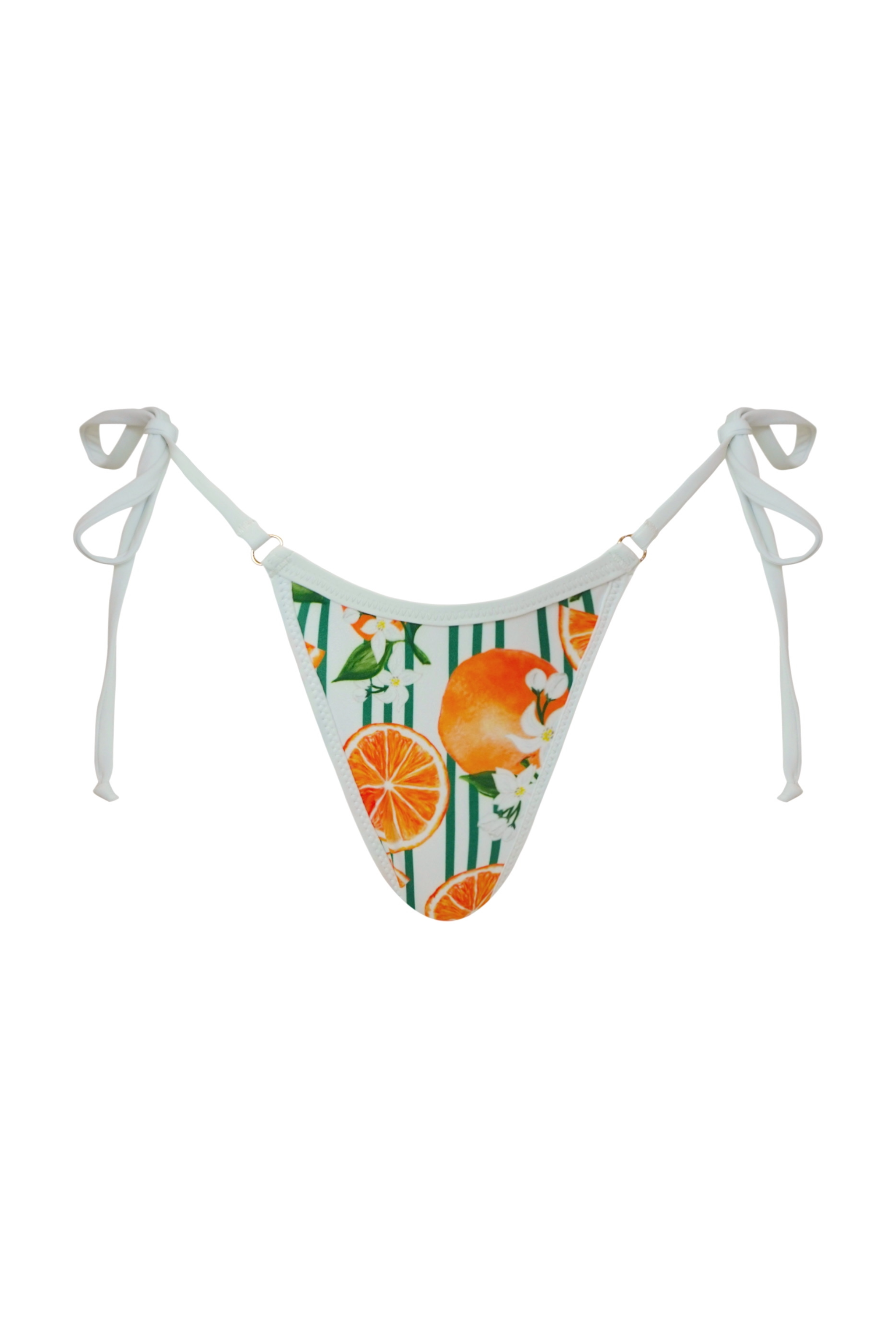 Fiji Moderate String Bikini Bottom - Reversible White Citrus Blossom