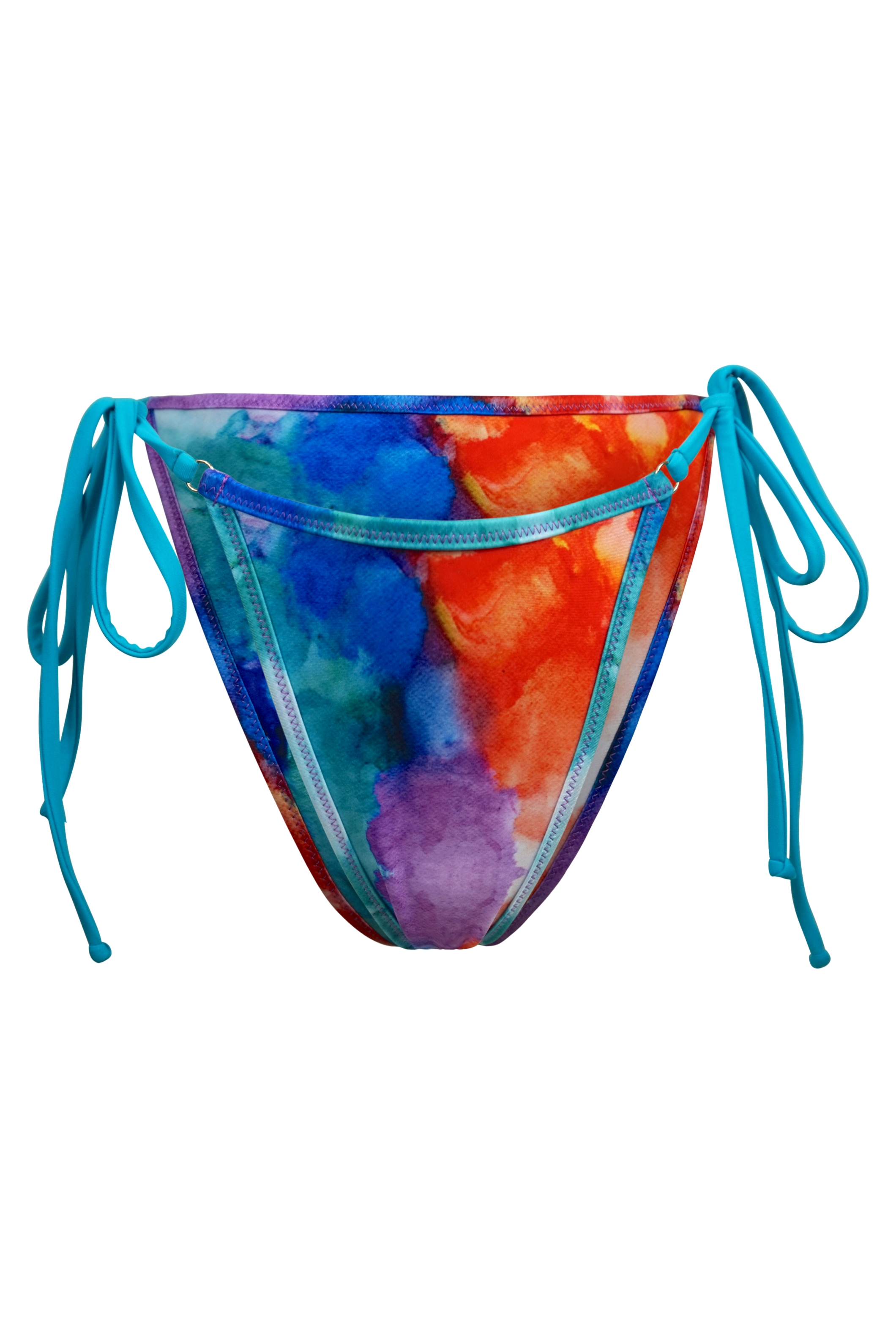 Moderate Coverage string bikini bottoms in tie dye