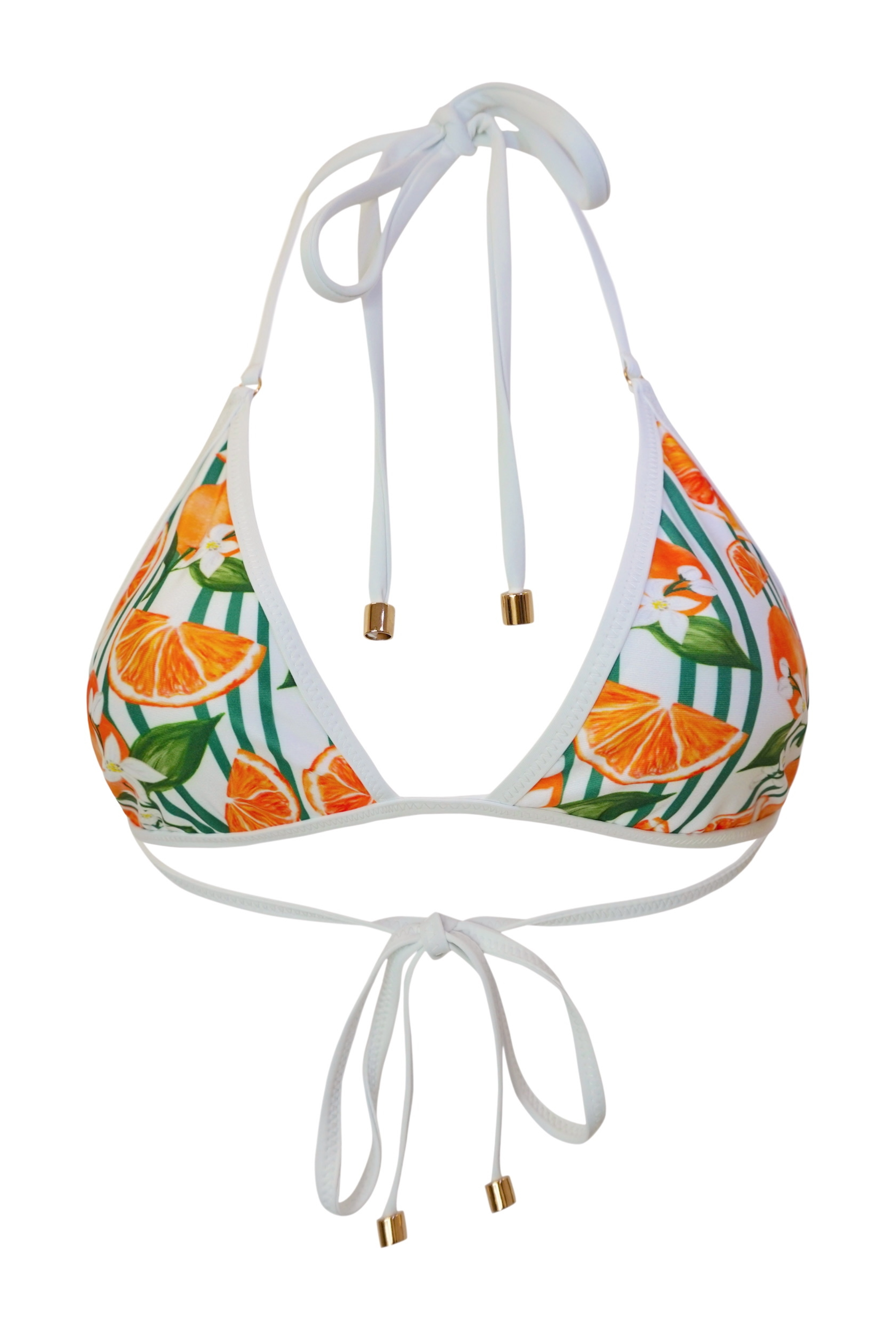 Santorini Triangle Bikini Top - Reversible White Citrus Blossom