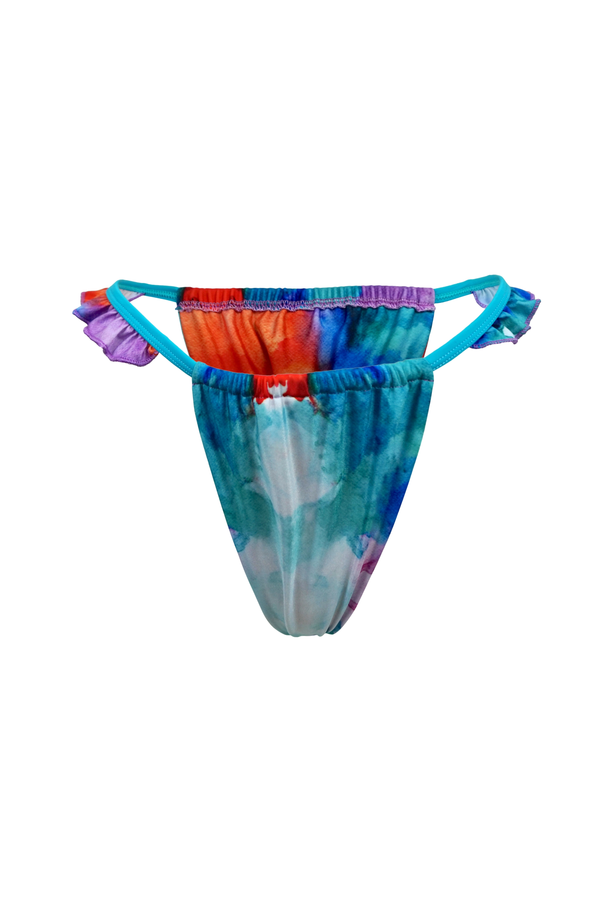 Ruffle String Bikini Bottoms Tie-Dye