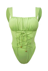 high rise swimsuit in green
