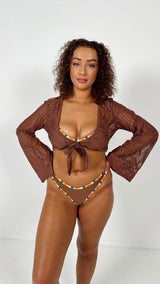 high rise cheeky bikini bottoms brown
