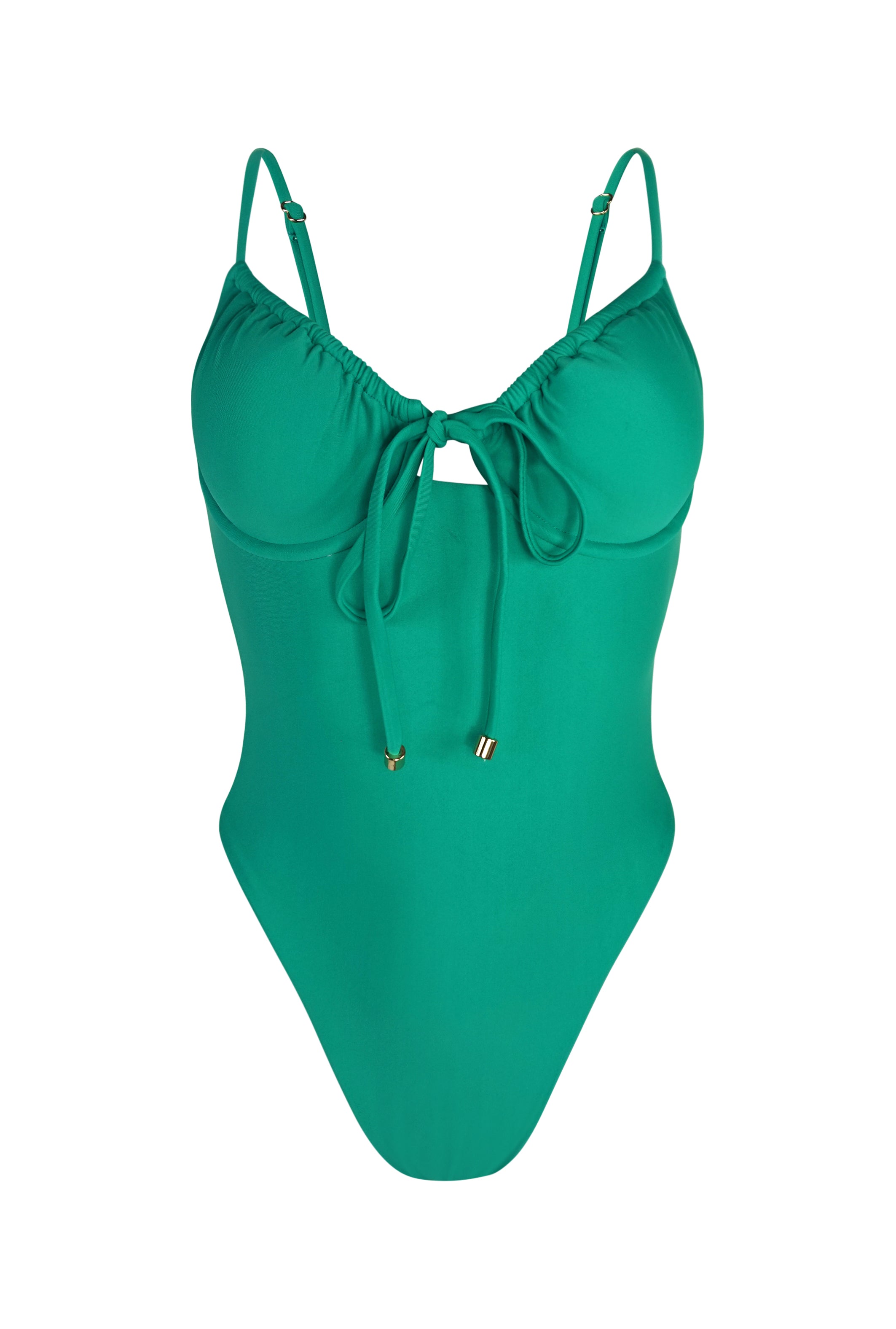 Flattering Supportive One Piece Jade Green Swimsuit Salty Bottom