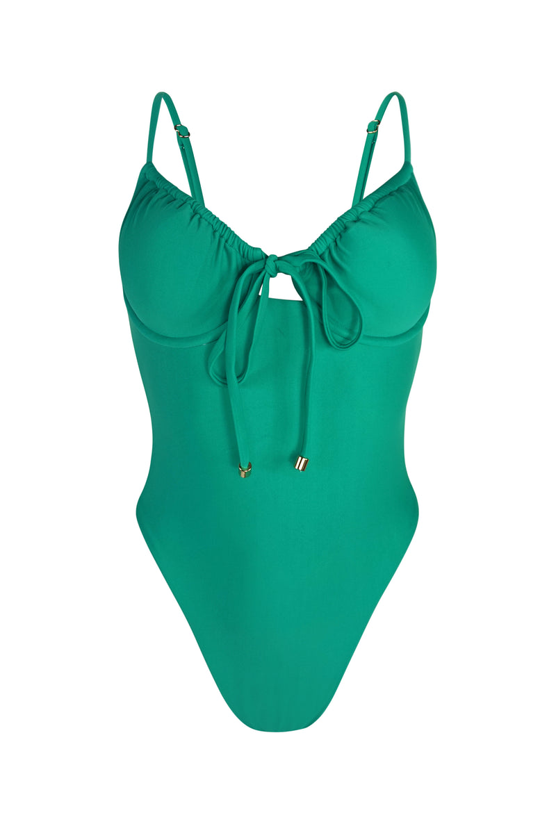 green cheeky swimsuit