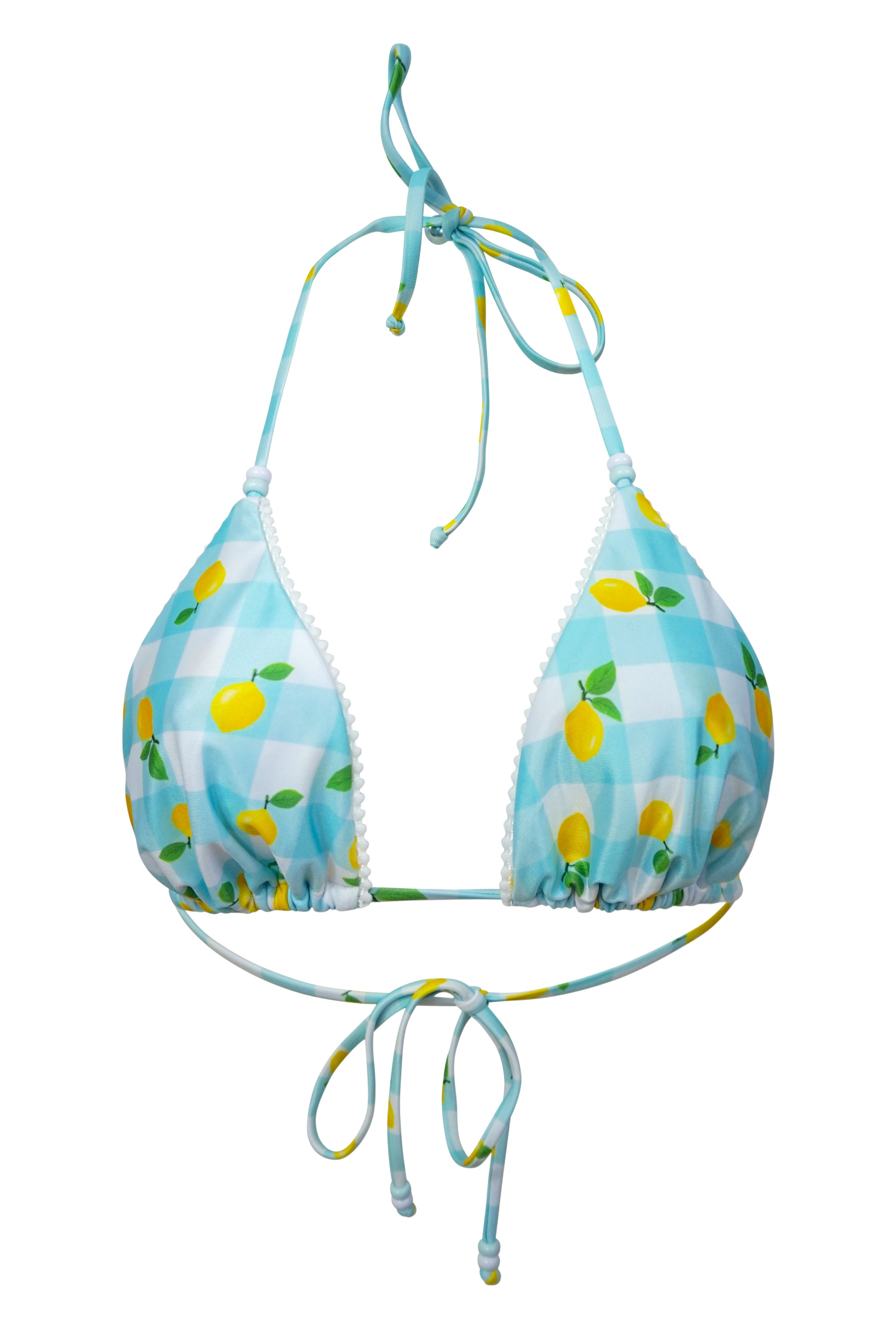 multi-way lemon print bikini top